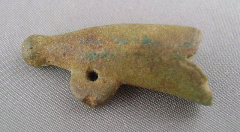 Ancient Egyptian Faience Hedjet Crown Amulet, New Kingdom Ex. Gustave Jéquier