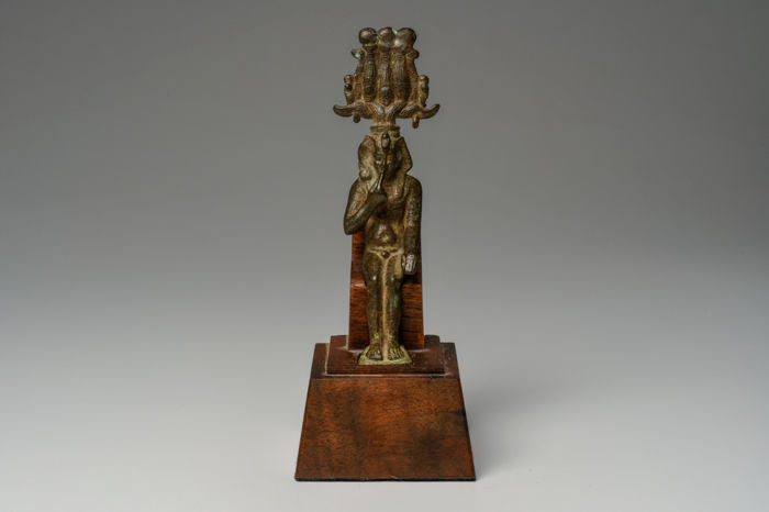 An Ancient Egyptian Bronze Figure of Somtous Harpocrates