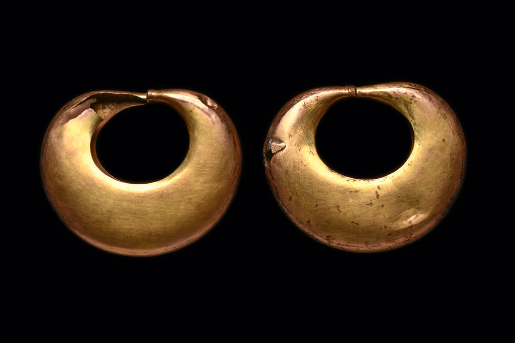 Large Ancient Tairona Gold Earrings / Nose Rings - Precolumbian ...