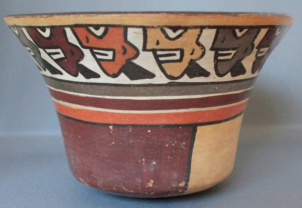 Ancient Nazca Trophy Head Bowl from Peru