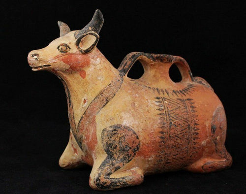 Ancient Greek Siclian Askos of a Bull- Magna Graecia Pottery