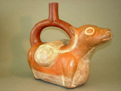 Moche Llama Stirrup Vessel, Ancient Effigy Vessel
